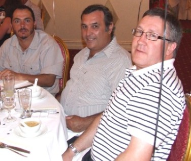 *Experience counts: L-R Danny Terzini, the previous week's hat-trick taker Bob Sciacchitano, and Club Secretary Peter Golding.